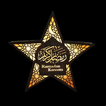 Eid Festive Decorations Wooden Star Lamp Ramadan Led Light Five-Pointed Star Lamp