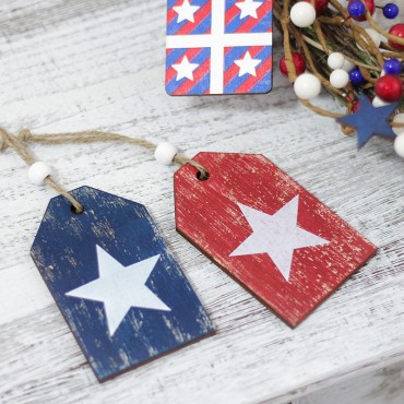 Creative Independence Day Wooden Tassel Hanging Ornaments with USA for 4th of July Indoor Decoration