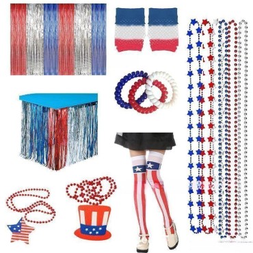 Hot sale Independence Day photo props seven-piece set glasses hairband sticker and other decorative set