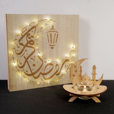 Eid Mubarak Muslim Festival Decorated Led Lights Combination Wall Candlestick  Ramadan Kreem Night Lamp Night Lights