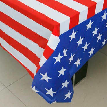 Wholesale Elegant Independence Day tablecloth Disposable Long Theme Tablecloth Decorations with American flag