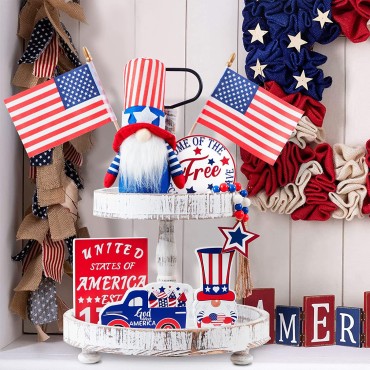 Party Supplies Beautiful Tray Layered Decorations set wooden Ornaments for Independence Day Party