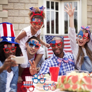 Independence Day Theme Party Decor  Blue and Red Glasses Holiday Supplies for 4th of July Decoration Prop