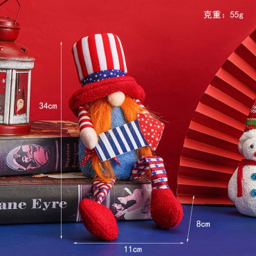 Independence Day Decorative Doll No-face Long Short Leg Kids Toy Cute Round Hat Old Dwarf Dolls Household Decorations