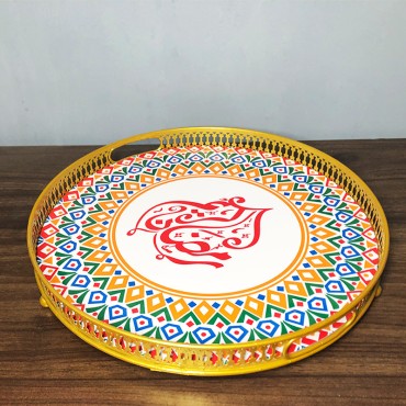 Eid cake tray Eid Ramadan craft decoration plate Iron storage tray ornaments painted tray festival