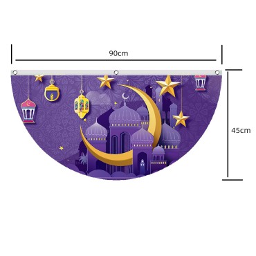 Wholesale Ramadan Mubarak Eid Holiday Table Decoration Fan Shaped Semicircle Flag