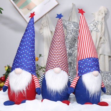 American Independence Day Flag Design Dwarf Gnome Faceless Doll Decoration Independence Day Plush Old Man Doll