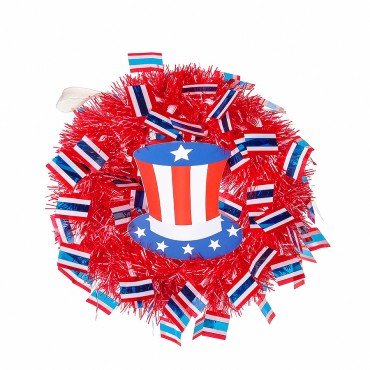 Wholesale Independence Day Party Beautiful Wreath Ornaments Iron Wire Ring Hanging on the Door Garland for Festival party