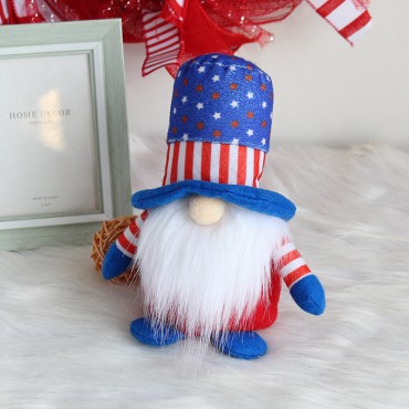 Independence Day Decorative Doll Striped Five Stars No-face Toy Cute Old Dwarf dolls Decorations for Festival Gift