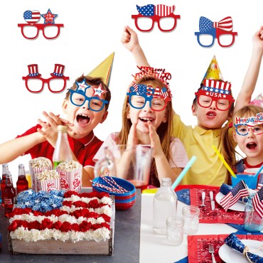 Independence Day Theme Party Decor  Blue and Red Glasses Holiday Supplies for 4th of July Decoration Prop