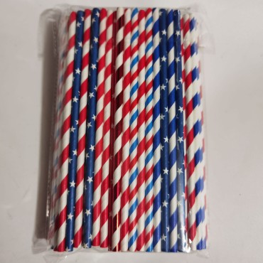 USA Patriotic Design American straw  Independence Day party supplies tableware paper straw