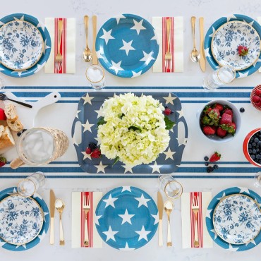 Wholesale American Flag Pattern Paper Party Plates Mugs Napkins Dinnerware Set For American Independence Day