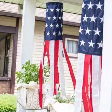 Durable Independence Day Windsock Flag Cheap Price Vivid Color US Column windsock flags for Outdoor Decor