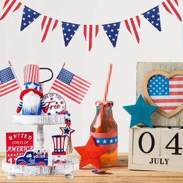 Party Supplies Beautiful Tray Layered Decorations set wooden Ornaments for Independence Day Party