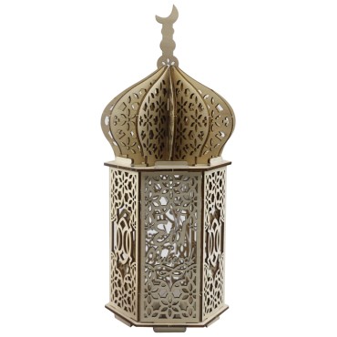 DIY Muslim Ramadan Kreem Party Supplies Eid Mubarak Wooden Palace Lamp Islamic Party Decoration Desktop Ornament Light