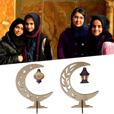 Eid Mubarak Party  wooden lantern craft  Ornaments  Eid Festival Muslims Islamic Wooden moon Table Decoration