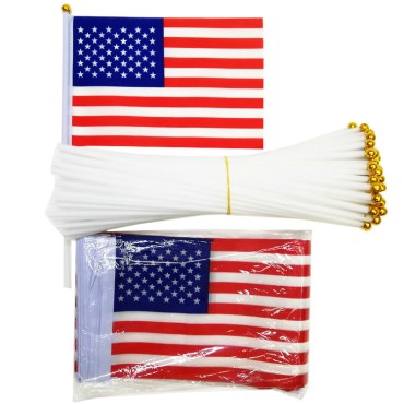 American Independence Day Exquisite Hand Signal Flag Wholesale Wooden Plastic Polyester flags