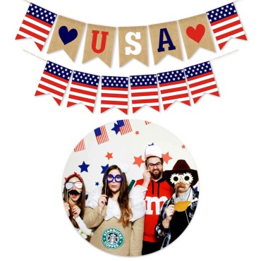 USA Independence Day Party Banners USA Holiday Pull Flag Hangers For Indoor And Outdoor Decoration