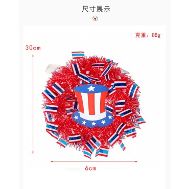 Wholesale Independence Day Party Beautiful Wreath Ornaments Iron Wire Ring Hanging on the Door Garland for Festival party