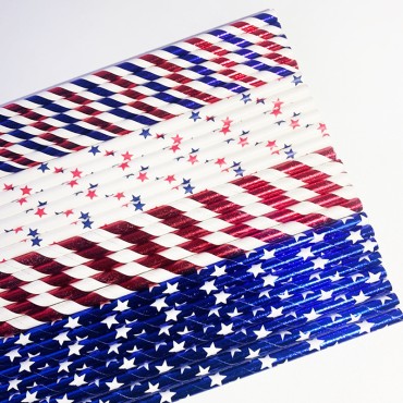 USA Patriotic Design American straw  Independence Day party supplies tableware paper straw