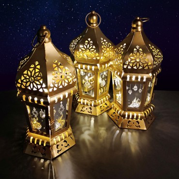 Islamic Eid Home Decoration Ramadan Mini Lantern Light EID Mubarak Table Lights Lamp for Muslim Decorations