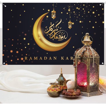 Islamic Ramadan Tapestry Decoration Cloth Muslim Wall Background Cloth Eid Moon Print Hanging Cloth For Bedroom Decorations