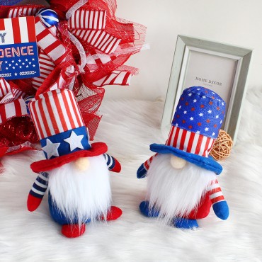 Independence Day Decorative Doll Striped Five Stars No-face Toy Cute Old Dwarf dolls Decorations for Festival Gift