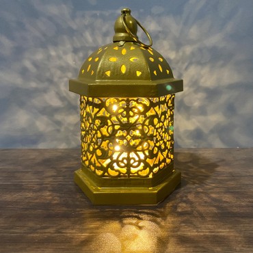 Eid Mubarak Iron Wind Lamp Ramadan Kreem Decoration Led Eid Decorative Light For Home Muslim Arab Hanging Ramadan Lantern