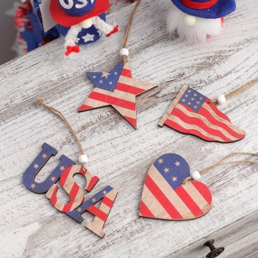 Hot sell Independence Day Hanging Decorations for 4th Of July Party Wooden Hanging Tags Ornaments