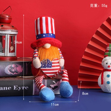 Independence Day Decorative Doll No-face Long Short Leg Kids Toy Cute Round Hat Old Dwarf Dolls Household Decorations