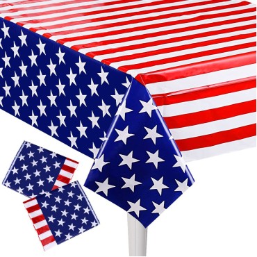 Wholesale Elegant Independence Day tablecloth Disposable Long Theme Tablecloth Decorations with American flag