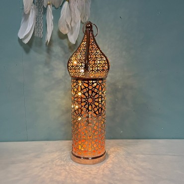 Eid Mubarak White Hollow Led Wind Lamp Iron Art Lamp Ornaments Decorations Party Supplies Ramadan Kareem Lanterns