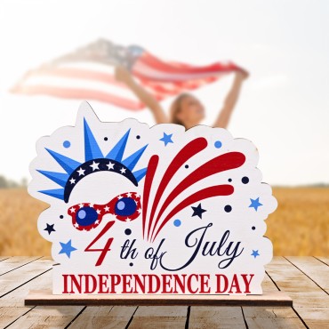 New Fourth Of July Wooden Display Home Scene Independence Day Decoration Table Wood Ornaments