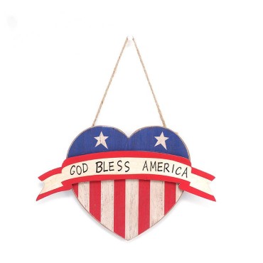 Wholesale USA Independence Day Decoration 28.5cm American National flag Wooden Hanging decorations