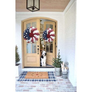 Decoration Independence Day Wreath Hanging on Door American National Flag Red White Blue Star Garland