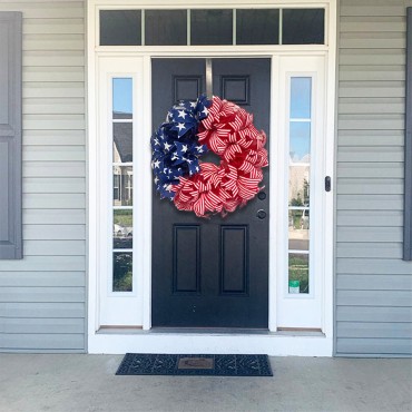 Home Decoration Independence Day Wreath Hanging on Door Cloth Festival Garland Decorations