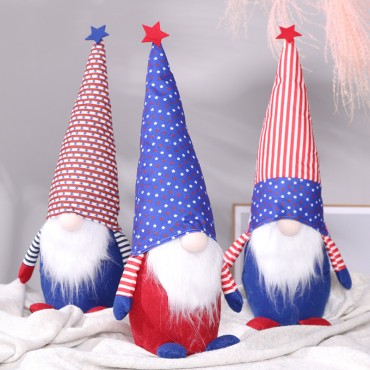 American Independence Day Flag Design Dwarf Gnome Faceless Doll Decoration Independence Day Plush Old Man Doll