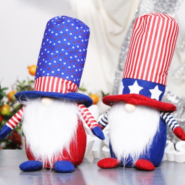 American Independence Day Doll Decorations with National Flag Faceless dolls Old Man Rudolph Toy Decoration