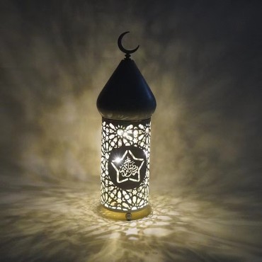 Iron Art Storm Lantern Ramadan Festive Home Atmosphere Lantern Decorative Led Lights Ornaments