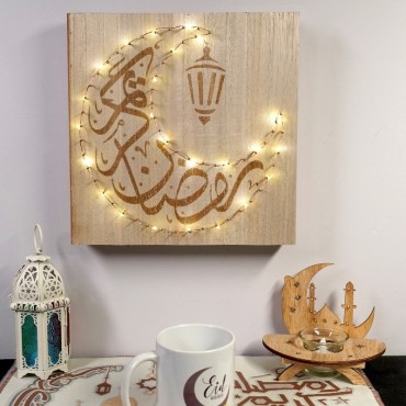 Eid Mubarak Muslim Festival Decorated Led Lights Combination Wall Candlestick  Ramadan Kreem Night Lamp Night Lights