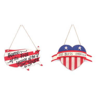 Wholesale USA Independence Day Decoration 28.5cm American National flag Wooden Hanging decorations