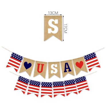 USA Independence Day Party Banners USA Holiday Pull Flag Hangers For Indoor And Outdoor Decoration