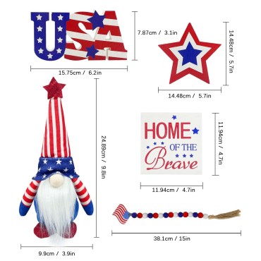 Party Supplies Beautiful Tray Layered Decorations set wooden Ornaments for Independence Day Party