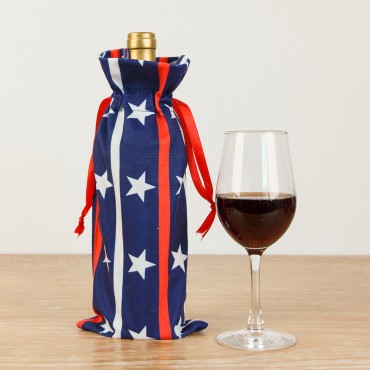 New Design 4th Of July  Red Wine Bottle Bag Independence Day Exquisite Star Bottle Decoration