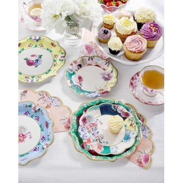 New Chinese style multi-color large floral paper tray, 17.5cm disposable paper tray, vintage wedding tray