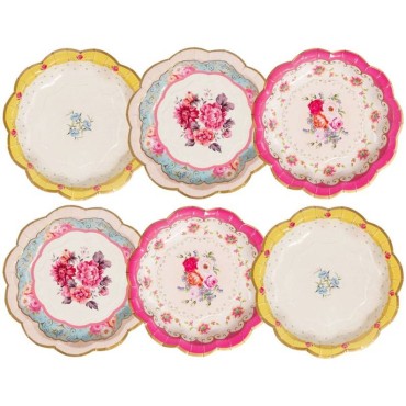 New Chinese style multi-color large floral paper tray, 17.5cm disposable paper tray, vintage wedding tray