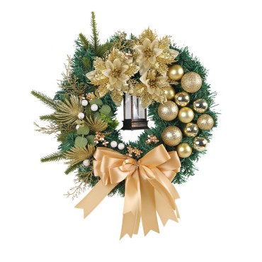 Amazon's new golden Christmas ball pine needle wreath 2023 Christmas wreath wholesale display window rattan door hanging decoration