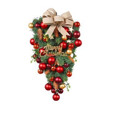 Christmas Decorative Ball Hanging Tree Hanger Creative Window Scene Layout Decorative Bow and Vine Bar Door Hanger