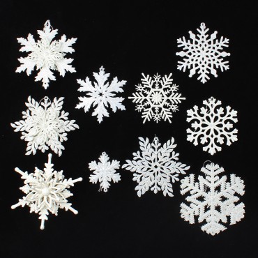 Christmas snowflake pendant plastic white snowflake string display window Christmas tree snowflake party venue pendant