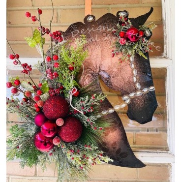 Horsehead wreath Christmas wreath Christmas decorations Horsehead band Christmas ball wreath